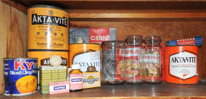 Lot 093 - Vintage and retro tins, packages etc inc embossed glass lidded Vacola