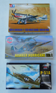 Lot 101 - 3 x boxed unmade plastic Model Kits 1 48 scale Fighter Prop Planes by