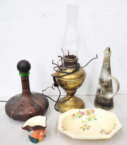 Lot 110 - Mixed Group lot inc Sylha Australian Pottery decanter, Electrified bra
