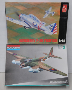 Lot 113 - 2 x boxed unmade plastic Model Kits WW2 Warplanes - 1 48 De Havilland