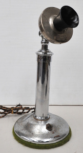 Lot 130 - Vintage Western Electric Company candlestick microphone in chrome, bra