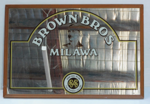 Lot 135 - Framed 1970s Brown Bros advertising mirror - 79cm W x 53cm H