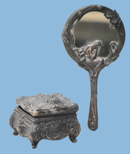 Lot 141 - 2 pces Art Nouveau inc Hand Mirror with classical figures to front &am