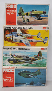 Lot 159 - 4 x boxed unmade plastic Model Kits 1 72 scale prop Warplanes made by