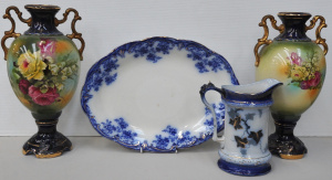 Lot 181 - Group of hand touched Victorian European ceramics inc a pair of amphor
