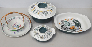 Lot 184 - Group lot Mid Century Poole Pottery inc Lucullus pattern Roaster dish,