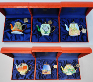 Lot 186 - 6 x Boxed Charlotte di Vita Miniature Enamel Teapots - Van Gogh themed