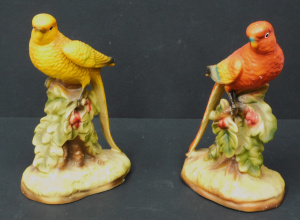 Lot 188 - Pair vintage c1950s unmarked Japanese made Colourful Parrot Figures -