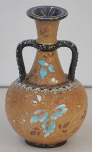 Lot 193 - c1900s Doulton Lambeth Slaters Patent twin handled vase, impressed mar