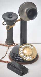 Lot 195 - Vintage Stomburg-Carlson candlestick telephone in black enamel, Bakeli