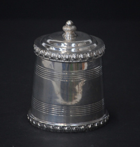 Sterling Silver Hallmarked Lidded Jar - embossed border to base & rim - hall