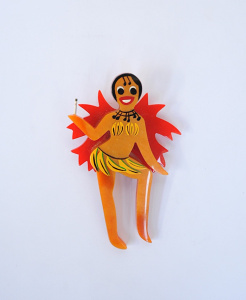 Vintage French signed Marie-Christine Pavone Joesphine Baker figural Brooch sig