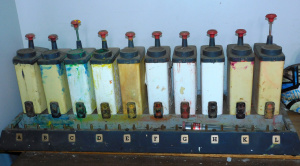 Lot 014 - Vintage commercial paint dispensing station (96cm W) with mixing head