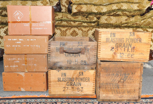 Lot 043 - 8 x Vintage Empty Blasting Powder Boxes incl 4 x Cardboard & 4 x W