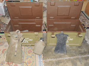 Lot 049 - 2 x Military Ammo Crates & Assorted Military Items incl Water Bott