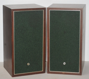 Lot 055 - Pair of vintage National 20W speakers with original forest green scree