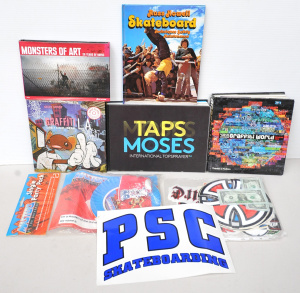 Lot 075 - Lot of Mixed Skateboarding, Graffiti Books & Decals incl Skateboar