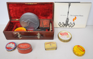 Lot 080 - Mixed Group Vintage inc Oblong Box with leather handle & metal fit