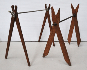 Lot 085 - 2 x Vintage Wooden Telescope Shooting Stands