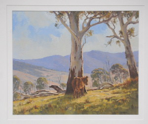 Lot 092 - Les Graham (1942 - ) Framed Oil Painting under Glass - In The Shade of