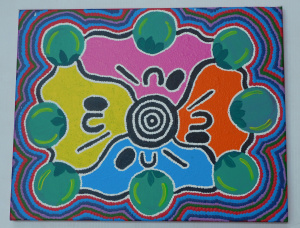 Lot 096 - Artist Unknown Stretched Aboriginal Oil Painting on Canvas - Untitled