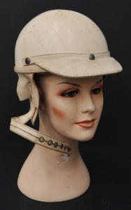 Lot 106 - Mid-century leather and fiberglass IPCO motorsport helmet made in Aust