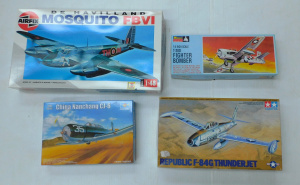 Lot 137 - 4 x boxed unmade plastic Model Kits 1 48 scale Military Planes - Mosqu