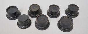 Lot 151 - 7 x Vintage Turned Metal & Wooden Black PlinthsStands