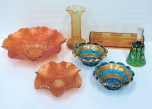 Lot 155 - Group lot - Vintage Coloured Glass - Carnival Glass, pair Blue glass b