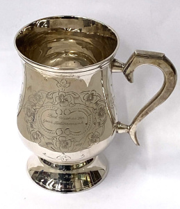Lot 179 - Sterling Silver Presentation tankard (tested - no marks sighted) appro