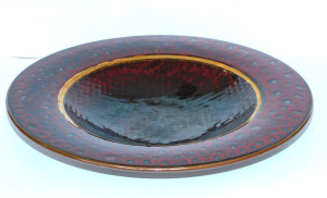 Lot 202 - John Dermer OAM Australian Pottery large Bowl - Mottled Burgundy &