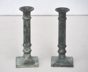 Lot 205 - Pair of vintage bronze Classical candlesticks - 19cm H