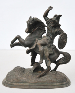 Lot 208 - Vintage Spelter Figure of a Classical Horsemen - Approx 24cm H