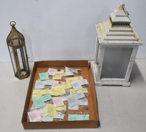 Small Lot Mixed Items incl 2 x Hanging Oil Lamps & Mixed International Coins