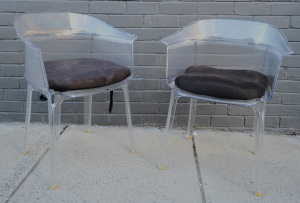 Lot 003 - Pair of Kartell Papyrus clear plastic chairs designed by Ronan & E