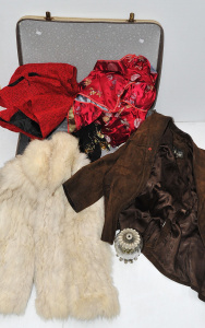 Lot 009 - Vintage Clothing & Fibreboard case inc Brown Suede Mens Jacket by