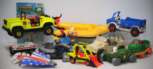 Lot 049 - Box Lot of Vintage Toy Vehicles incl Jurassic Park Vehicles, Teenage M