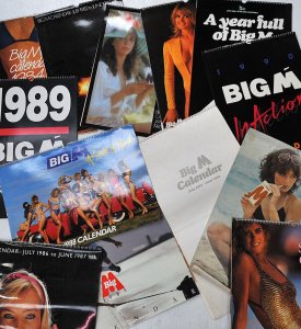 Lot 070 - Collection of 11 vintage Big M calendars from 1979 80 to 1990 (some fi