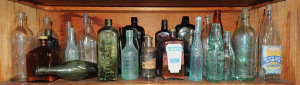 Lot 078 - Large Shelf vintage Bottles inc Frankston Springs, Gambles Murrumbeena