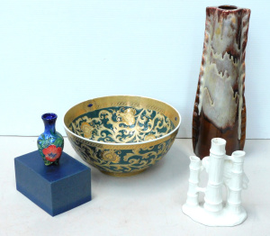 Lot 095 - Group of quality ceramics inc vintage Israeli Kat-Yap lava drop glaze