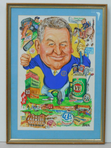Lot 100 - Framed and signed watercolour by famed Melbourne cartoonist John Roger