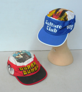 Lot 110 - 2 x 1980s Colourful Pop Star Caps - Duran Duran + Culture Club Boy Geo