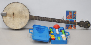 Lot 118 - Rogue 5-sting banjo with Remo head and vintage Fisher-Price Crazy Comb