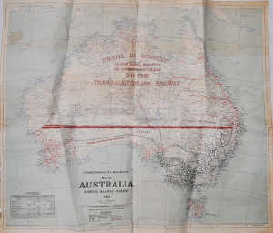 Lot 143 - Vintage Map 1963 Commonwealth Railways of Australia Showing Railway Sy