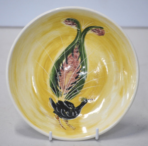 Lot 172 - Martin Boyd Australian Pottery Plate - Hand Painted Peacock - incised