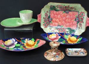 Lot 182 - Group lot vintage Maling Ware ceramics inc Lustre - Pink Thumbprint &