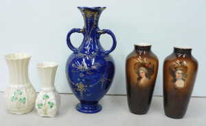 Lot 192 - Group of quality vintage china vases inc pair of Victorian handpainted