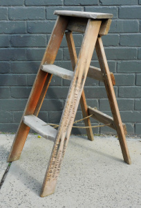 Lot 066 - Vintage timber Lighthouse Step stepladder branded L T Kennett Ladders