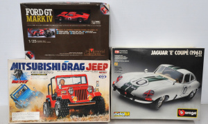 Lot 075 - 3 x boxed but partially made & possibly incomplete model kit cars