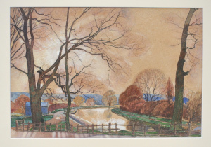 Lot 085 - Artist Unknown - Framed c1920s British Modernist Watercolour - The Can